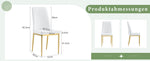 Fashionable Dining Chair 4-Piece Set with Golden Metal Legs, White PU Leather