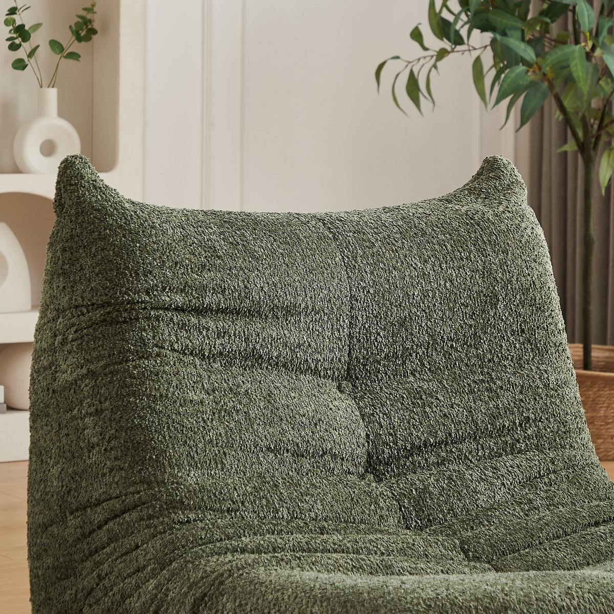 Chenille Togo Sofa, Armless Floor Lounge Chair with High-Density Memory Foam, Chenille Fabric