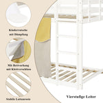 Bunk Bed 90x200cm with Stairs Slide and Curtain - White MDF/Pine