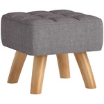 Footstool, Modern Upholstered Ottoman, Grey Linen Look