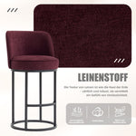 Bar Stools Duo Set with Ergonomic Backrest and Metal Legs, Linen Upholstery