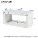 LED Coffee Table High-Gloss Remote Control Marble Print - White