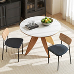 Dining Chairs Set of 2, Armless, Upholstered Steel Legs, Grey Linen Look