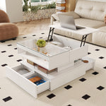 Coffee Table, Height-Adjustable with 16-Color Lighting, Glass & Acrylic