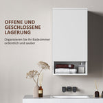 Wall Cabinet with Doors, Adjustable Shelves, Open Compartment, Wall Mounted, White