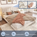 Upholstered Bed 180x200cm with Slatted Frame, Beige Velvet