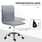 Office Chair, Height-Adjustable Swivel with Wheels, Light Grey