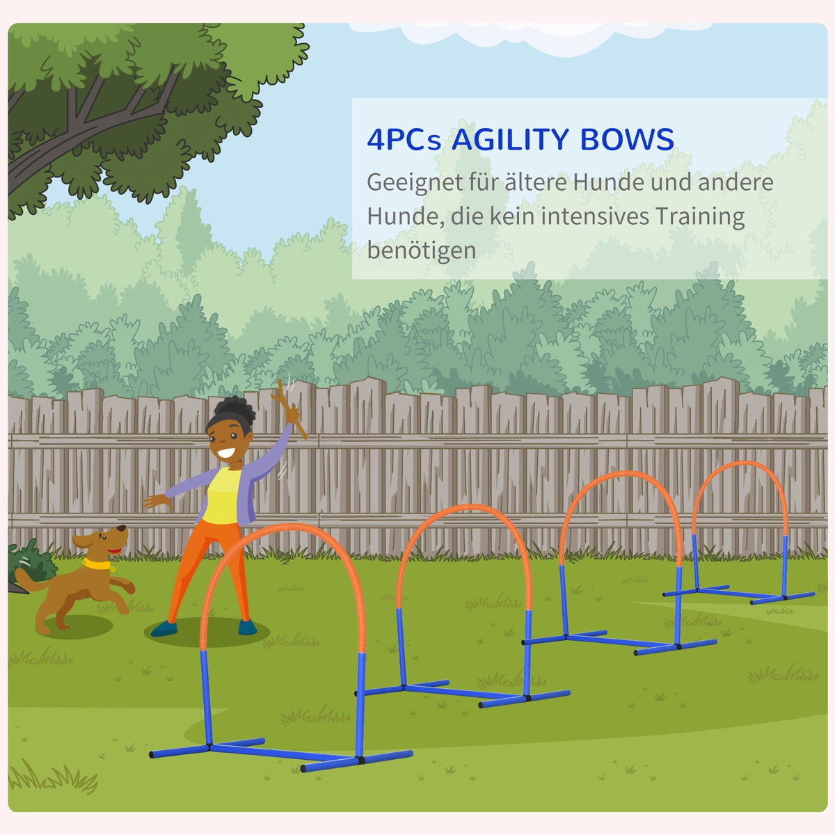 Dog Agility Training Set 4-Piece with Carrying Bag, Blue Orange