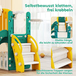 9-in-1 Toddler Slide and Swing Set with Basketball Hoop, Telescope and Drawing Board, Yellow and Green