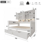 Children's Storage Daybed 90x200cm with LED & USB Ports in White