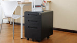 Mobile File Cabinet 3 Drawer Legal/Letter/A4 Under Desk Steel Black