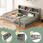 Daybed Sofa Bed 140x200cm with Bedside Storage Railing, Grey Pine Wood
