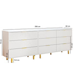 Modular Drawer Unit with 9 Drawers and Modern Sideboard Set, White and Gold