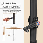 Garden Parasol 300x245cm Double Crank 8-Ribs Waterproof Fabric Khaki