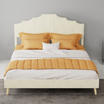 Modern Minimalist Soft Bed with Mattress 140x200cm, Beige