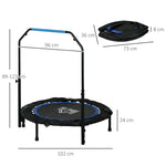 Fitness Trampoline, Foldable, Adjustable Handle, Ø102cm, Black/Blue