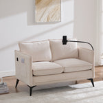 Modern Double Sofa, Small Fabric Armchair with Storage & Phone Holder