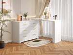 Rotating Dressing Table with LED Lighting, 110x40x129 cm, White