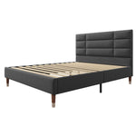 Upholstered Bed, 140x200cm Double with Bed Box & Slatted Frame, Innerspring Mattress