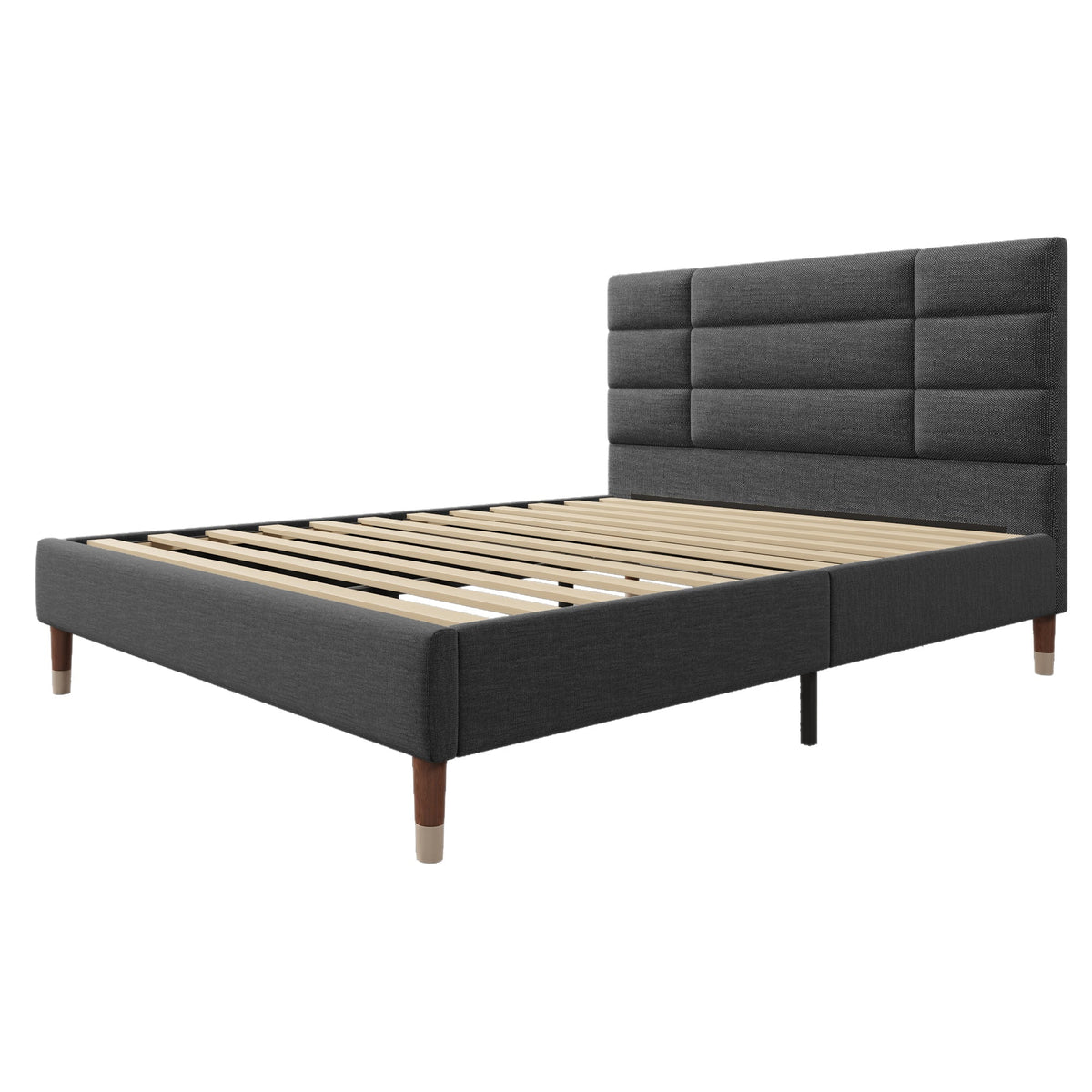 Upholstered Bed, 140x200cm Double with Bed Box & Slatted Frame, Innerspring Mattress