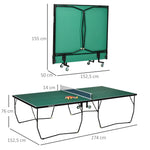 Table Tennis Table, Foldable with Wheels & Set, Steel Green