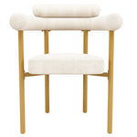 2 Dining Chairs Modern Ring Seats Gold Legs - Beige Suede