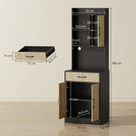 Kitchen Cabinet with Work Surface, Drawer & 3 Open Shelves, Natural Wood Black