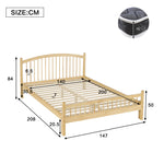 Solid Wood Bed 140x200cm with Slatted Headboard, Natural