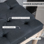 Upholstered Bench Vintage, Seat Bed Hallway with Buttons, Dark Grey Linen