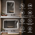 LED Bathroom Mirror 60x100 cm - Backlit Dimmable HD Silver Glass