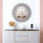 Wall Mirror, Round Crystal Accent 34 inch