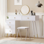 Vanity Table Set LED Mirror Adjustable Side Cabinet Pull-out Design