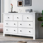 Dining Cabinet, Modern Minimalist 7-Drawer Buffet, White