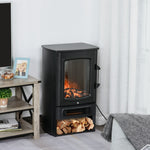 Electric Fireplace, Realistic Flame Effect, Thermostat, Black
