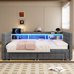Multifunctional Daybed 90x190cm with Drawers, Grey Velvet