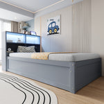 Multifunctional Hydraulic Sofa Bed 90x200 with Storage & LED, Grey