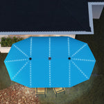 Double Parasol, Solar LED Lights, UV 50+, Aluminium, Blue