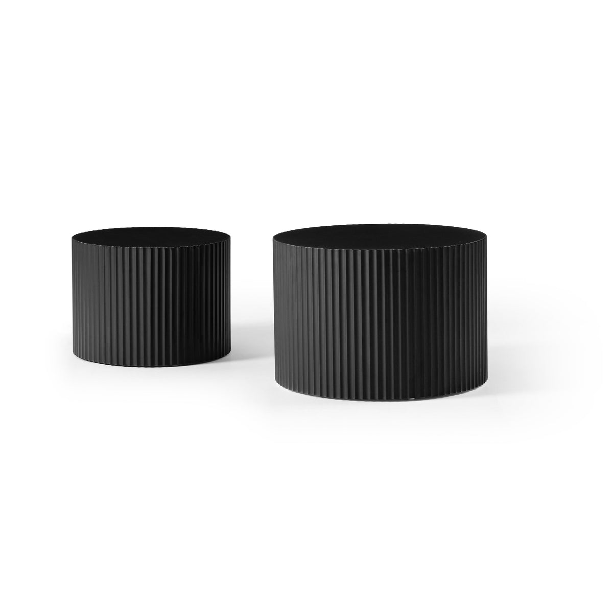 Side Table Set 2-Piece Nesting Wavy Edge 60x40/48x35 - Black Matte