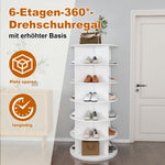 Shoe Rack Tower 6-Tier 360° Rotating for 24 Pairs - White