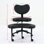 Meditation Chair Plus, Cross Legged Desk Chair with Wheels and Lumbar Support, Black PU