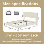 Modern Soft Bed with Soft Headboard & Mattress 160x200cm, Beige