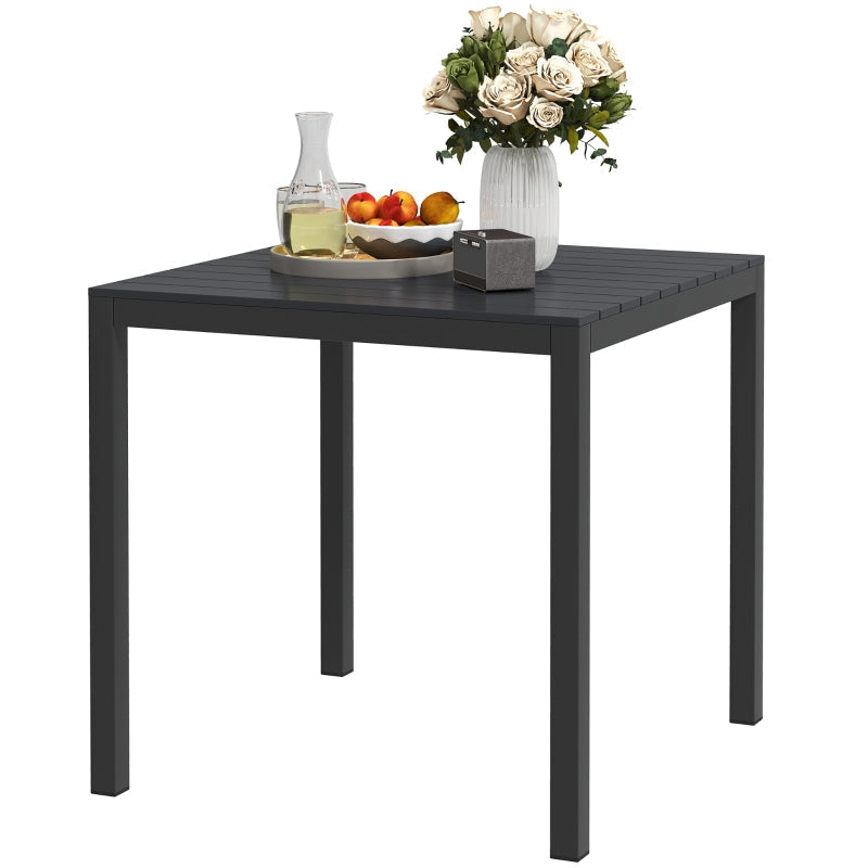 Garden Table Aluminum 73x73cm Weatherproof 4-Person Black