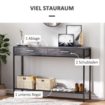 Console Table with 2 Drawers, Lower Shelf, Steel Grey