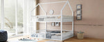 Children's Bunk Bed 140*200, Double Bed with Stairs & Loft Design, White Metal