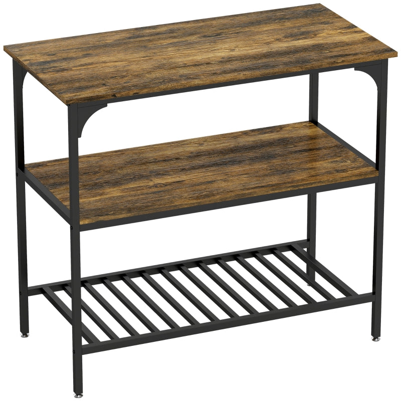 Baker's Shelf, 3-Tier Kitchen Shelf, Steel Frame, Rustic Brown+Black