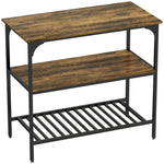 Baker's Shelf, 3-Tier Kitchen Shelf, Steel Frame, Rustic Brown+Black