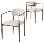 Dining & Makeup Chair Set of 2, Modern Ergonomic Adjustable Legs - Linen Fabric