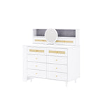 Dressing Table with Jewelry Cabinet & 10 Drawers, White