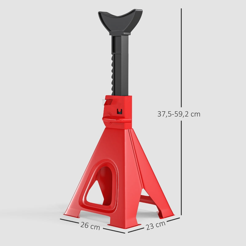 Jack Stand 6 Ton Capacity 2 Pieces Adjustable Red