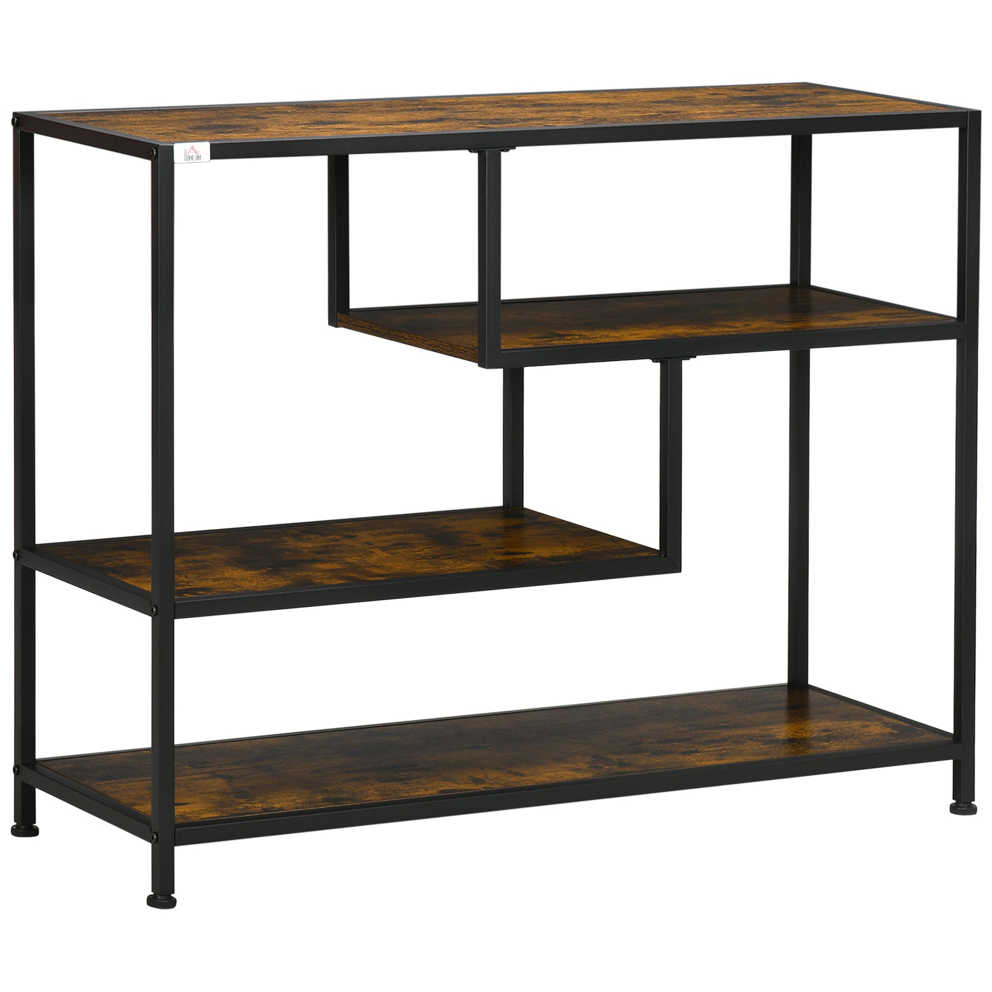 Side Table Narrow 4 Levels Anti-Tip Industrial Design Black Steel